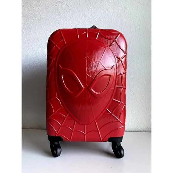 Marvel Spider-Man FUL 21" Rolling Luggage Mask Design Hardshell Red Suitcase NEW - Picture 1 of 11